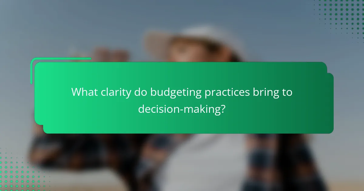 What clarity do budgeting practices bring to decision-making?