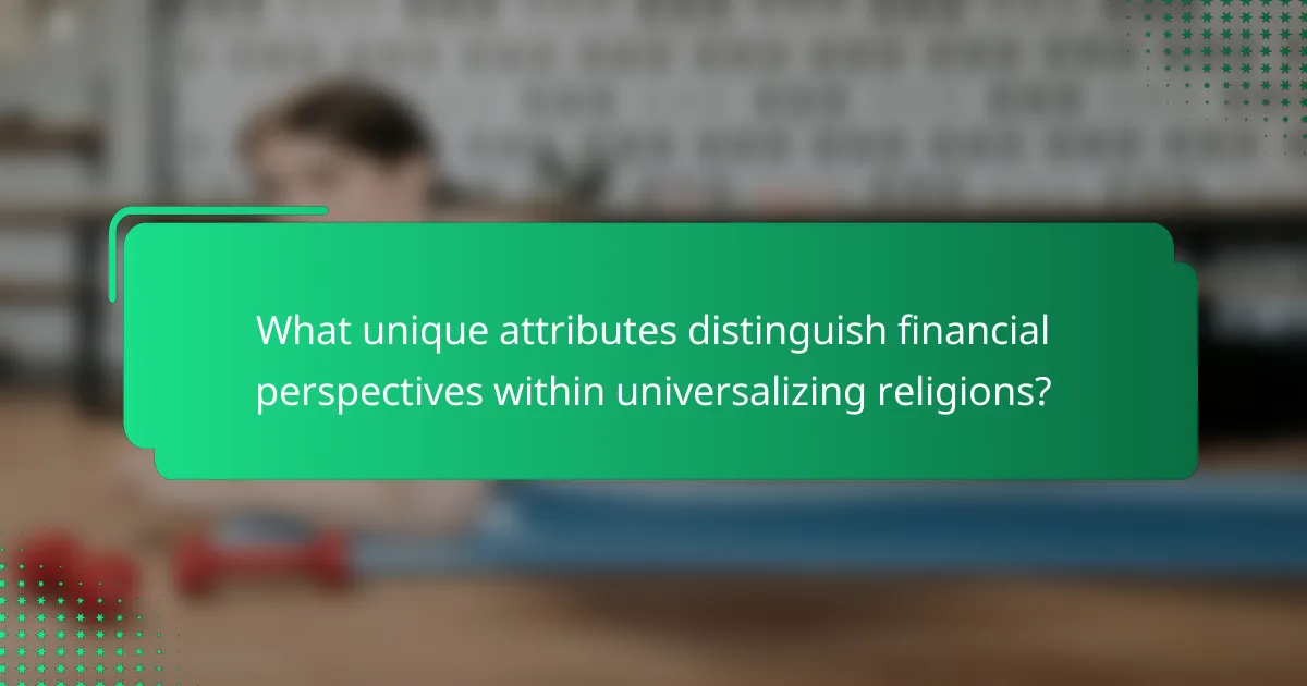 What unique attributes distinguish financial perspectives within universalizing religions?