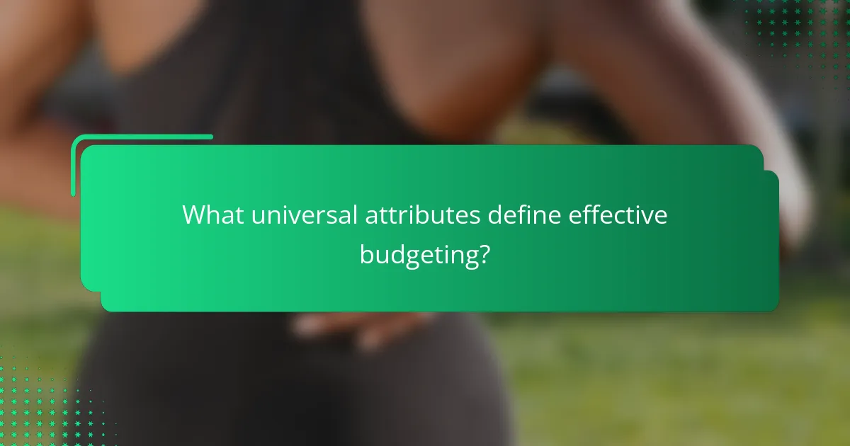 What universal attributes define effective budgeting?